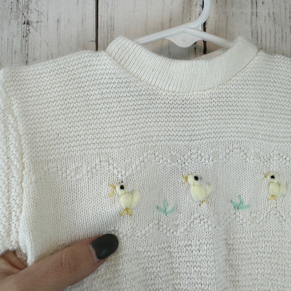 VTG Dolce Bebe White Duck 3D Knit Baby Footies Outfit Italy Size 6-9 Months - Picture 2 of 11
